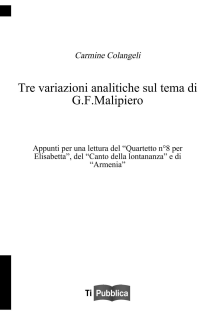 Tre variazioni analitiche sul tema di G.F.Malipiero
